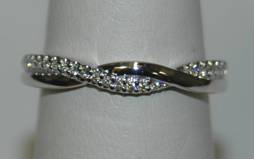 14K White Gold Twisted Diamond Women's Wedding Band