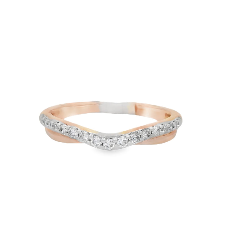14K Two-Tone 0.25ct Diamond Curved Wedding Band