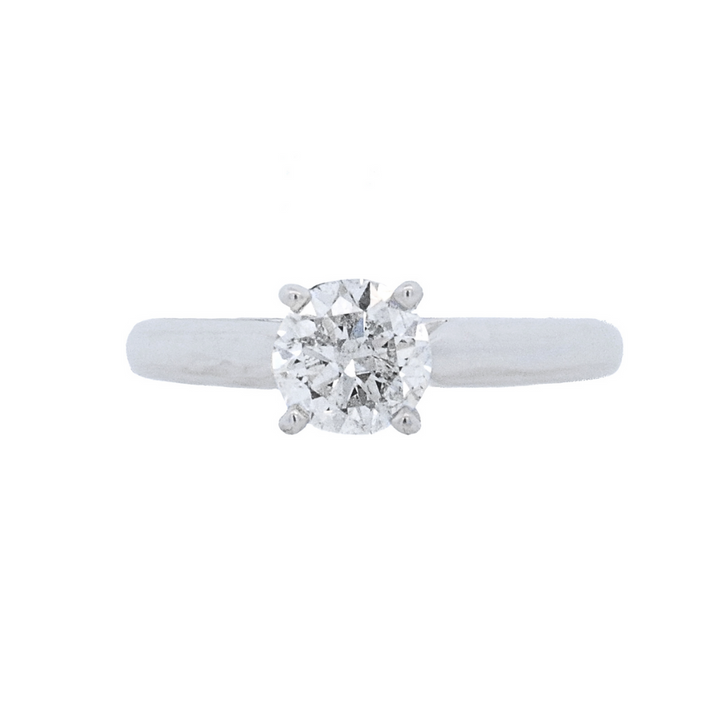 14K White Round Diamond 1.00Ct Solitaire Engagement Ring