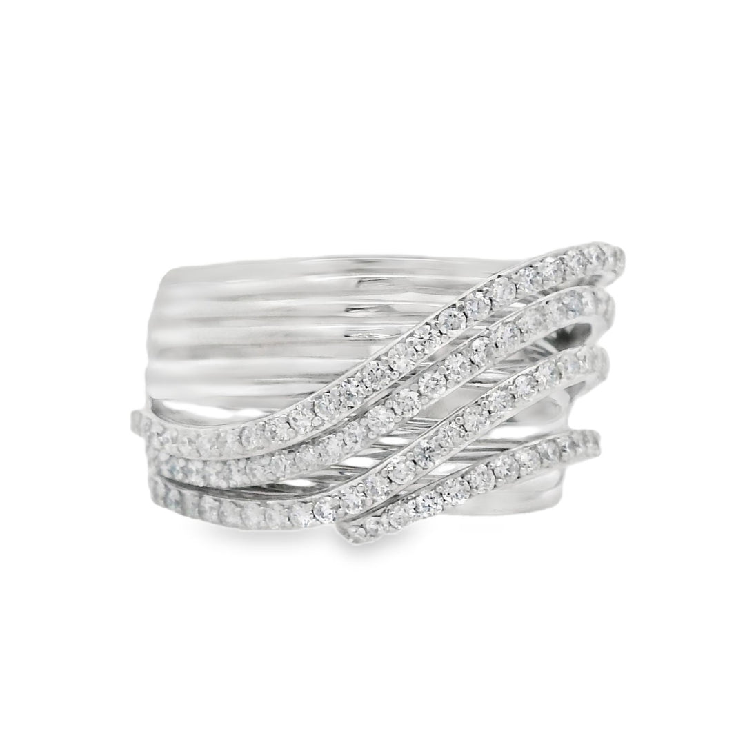 14K White Gold 0.73ct. Diamond Multi- Strand Fashion Ring