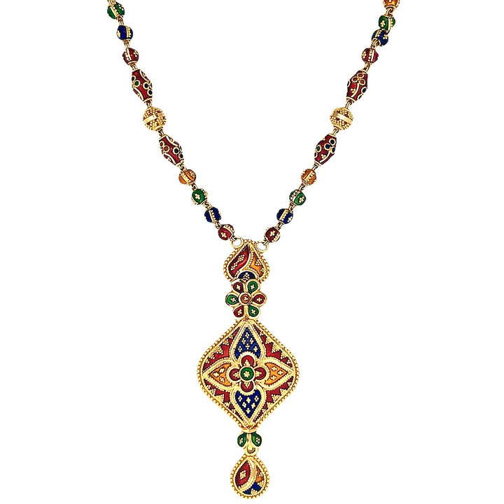 22K Yellow Gold Multi-Color Gemstone Necklace, 20