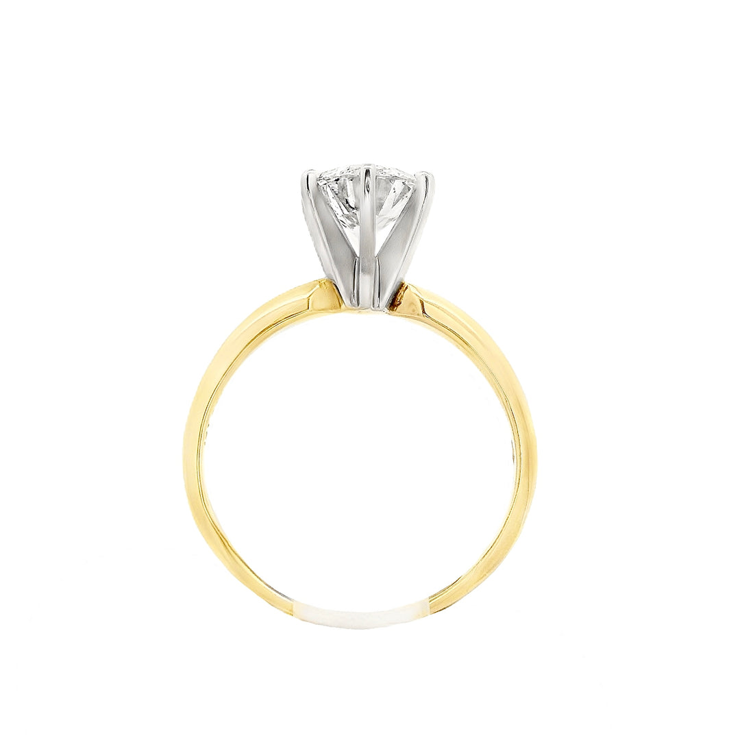 14K Two- Tone Round Diamond 1.23Ct Solitaire Engagement Ring