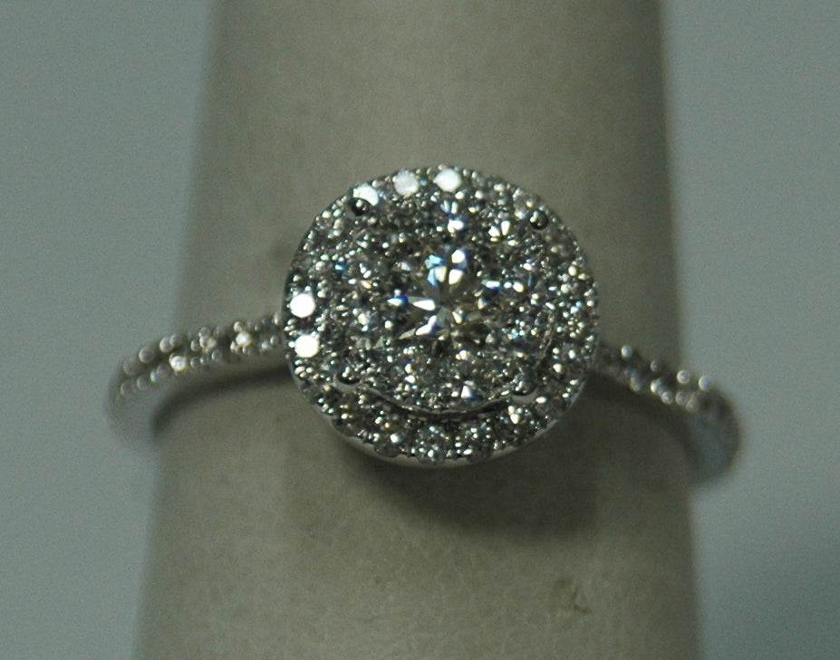 14K White Gold 0.25CT Diamond Halo Engagement Ring