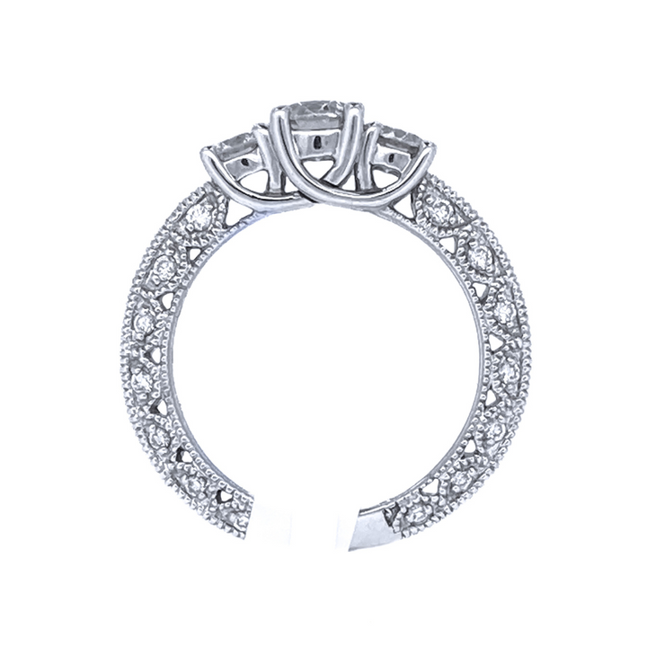 14K White Gold 1.25ct Three-Stone Diamond Engagement Ring