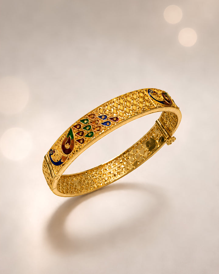 22K Yellow Gold Multi-Color Artisan Bangle Bracelet