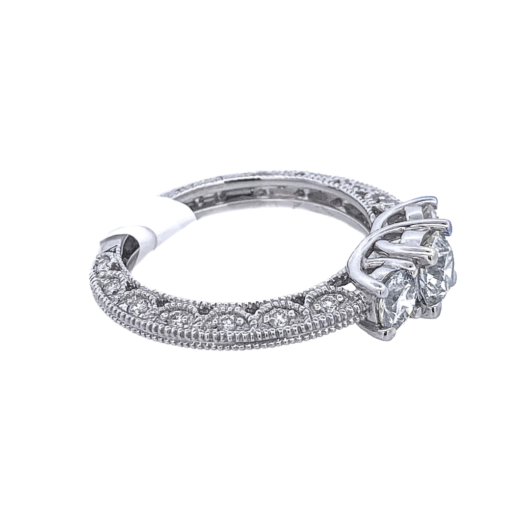 14K White Gold 1.25ct Three-Stone Diamond Engagement Ring