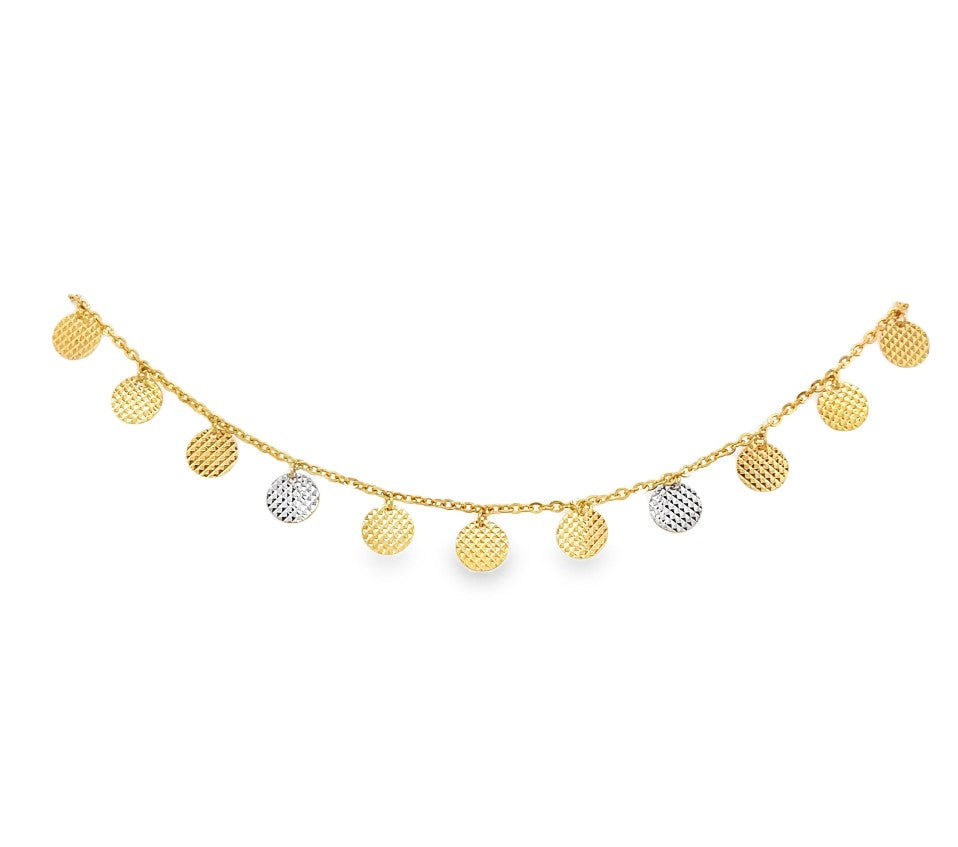 22K Yellow Gold 9 Delicate Dangle Ankle Bracelet