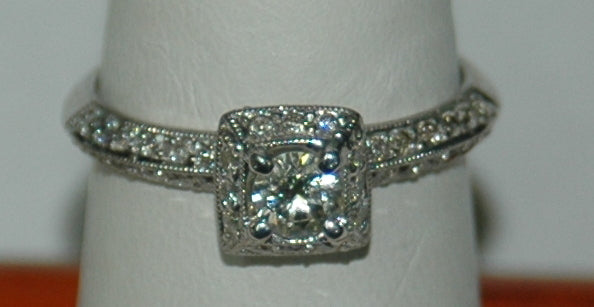 18K White Gold 1.50CT Round Diamond Halo Engagement Ring