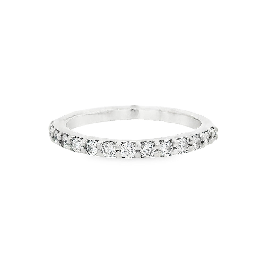 14K White Gold Diamond Wedding Band - Petite Elegance