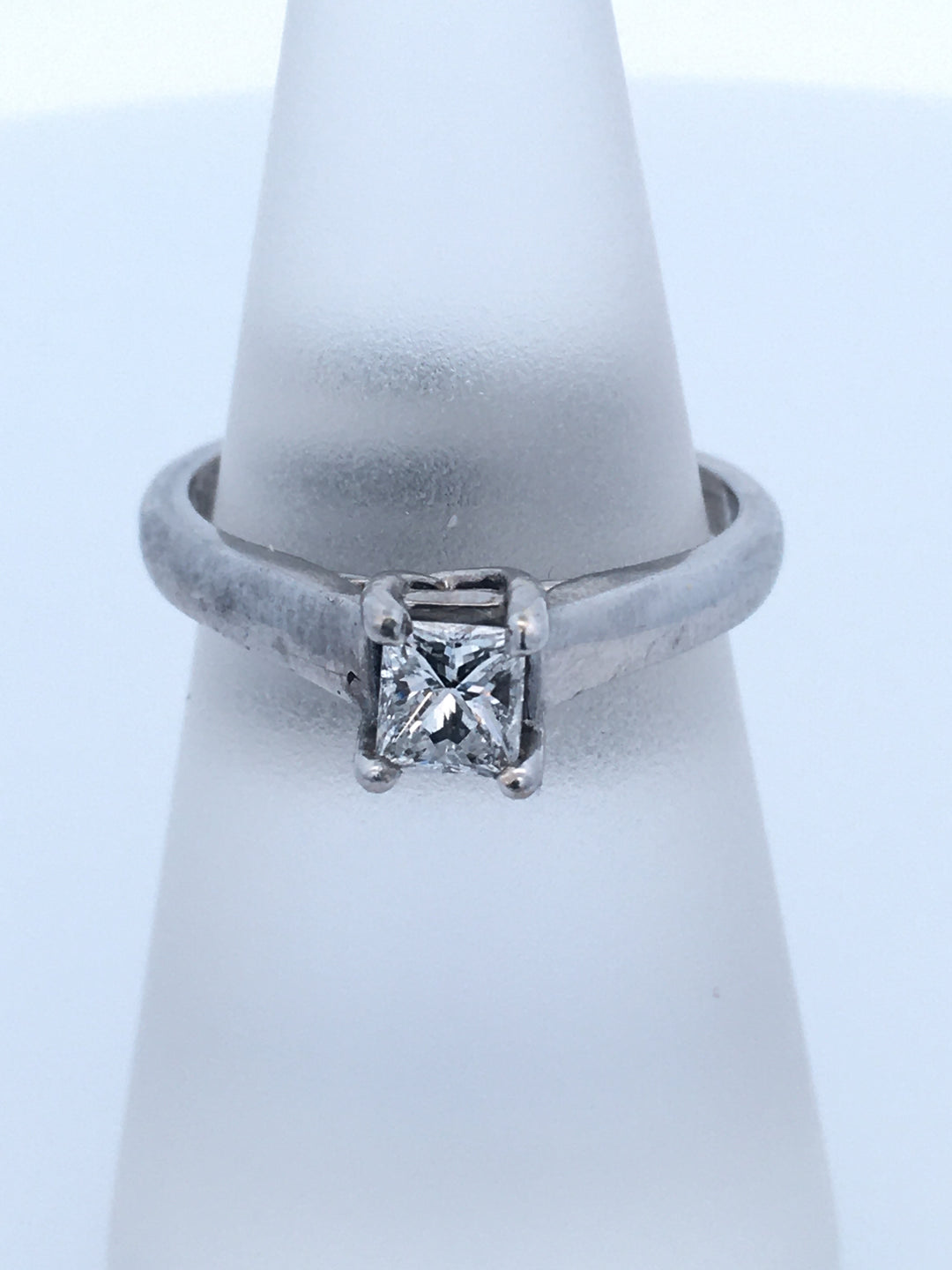 14K White Gold Princess Diamond Solitaire Ring