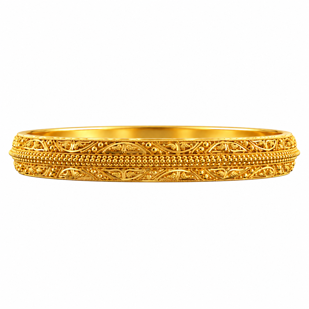 Solid 22K Yellow Gold Statement Bangle Bracelet