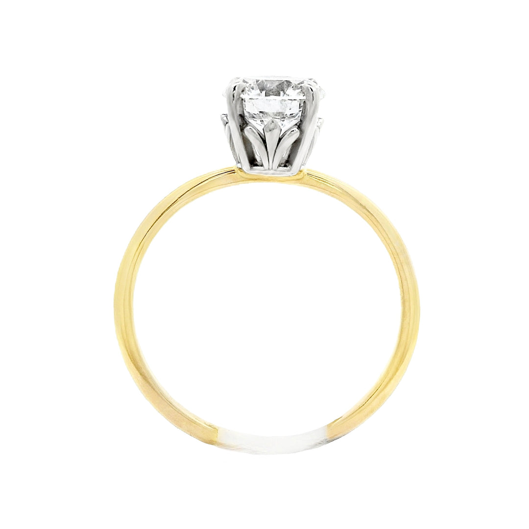 14K Two- Tone Round Diamond 1.00Ct Solitaire Engagement Ring