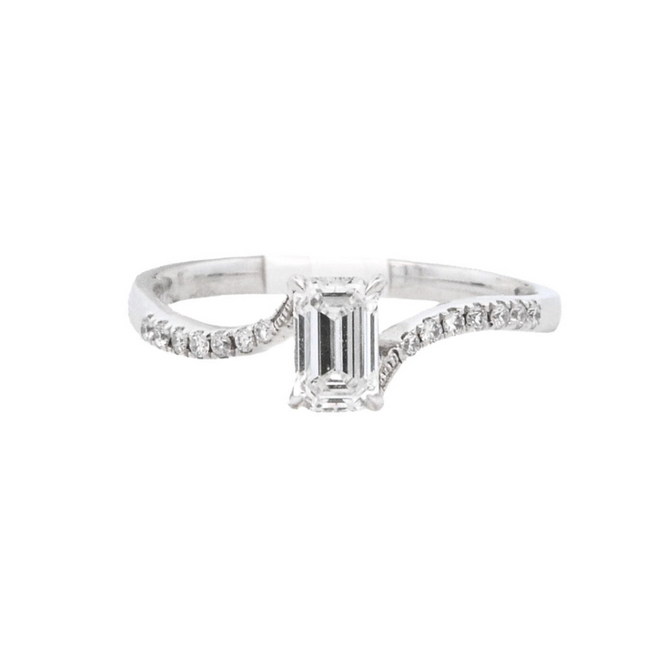 18K White Gold 0.47Ct Emerald Cut Diamond Solitaire Ring