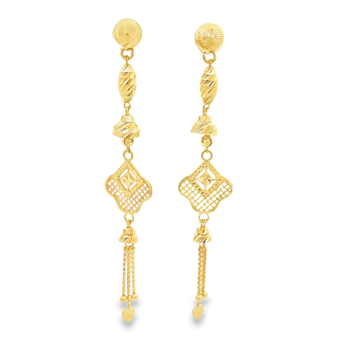22K Yellow Gold Dangle Earrings with Secure Screw Backs