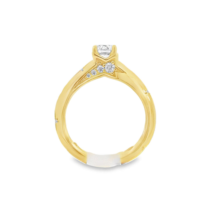 14K Yellow Round Diamond 0.60Ct Solitaire Engagement Ring