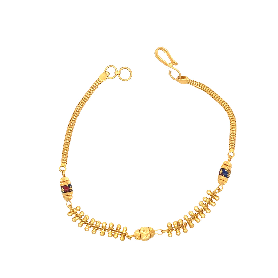 22K Yellow Gold Enamel Bead Elegant Bracelet