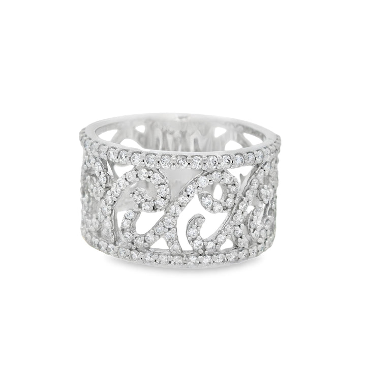 14K White Gold 0.85ct Diamond Filigree Fashion Ring