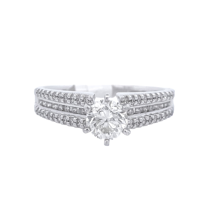 14K White Gold 0.57Ct Round Diamond Solitaire Ring