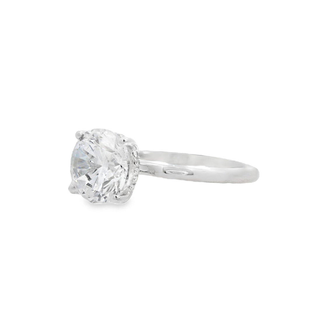 14K White Round Diamond Solitaire Engagement Ring