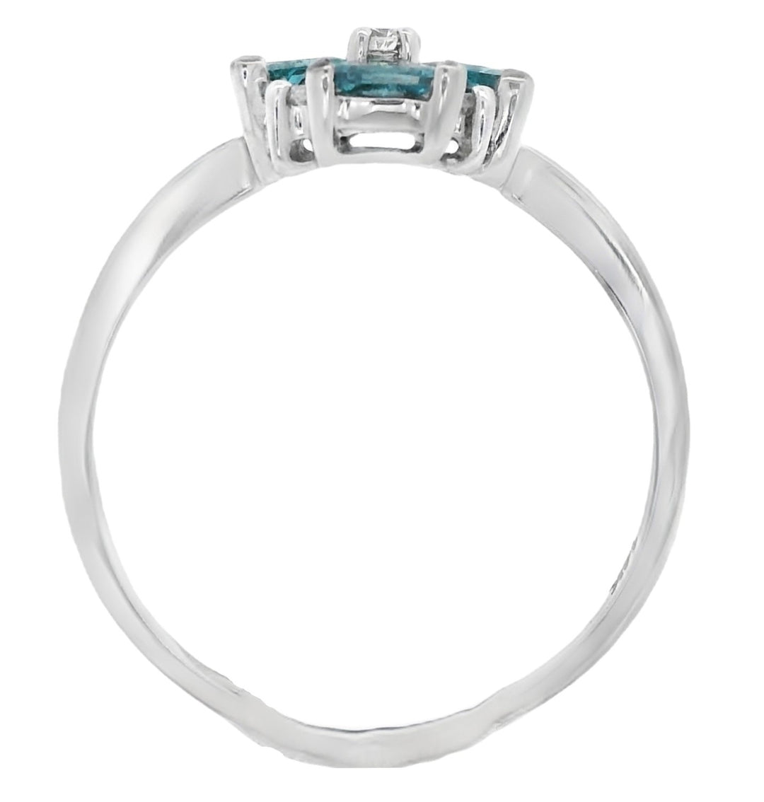 14K White Gold Blue & White Diamond Fashion Ring
