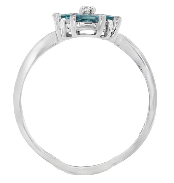14K White Gold Blue & White Diamond Fashion Ring