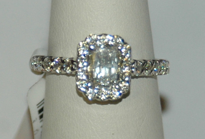 18K White Cushion Diamond 0.70Ct Halo Engagement Ring