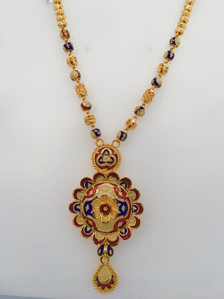 22K Yellow Gold Multi-Color Statement Necklace 18