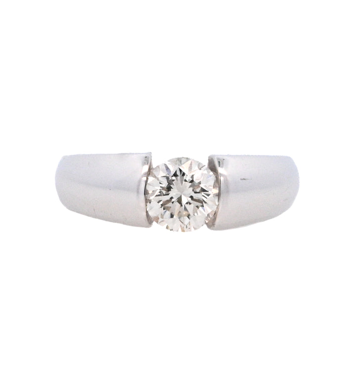 14K White Round Diamond 1.01Ct Tension Set Engagement Ring