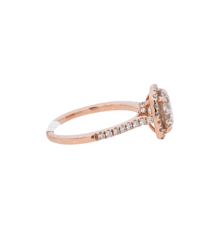 14K Rose Gold 2.13Ct Round Diamond Halo Engagement Ring