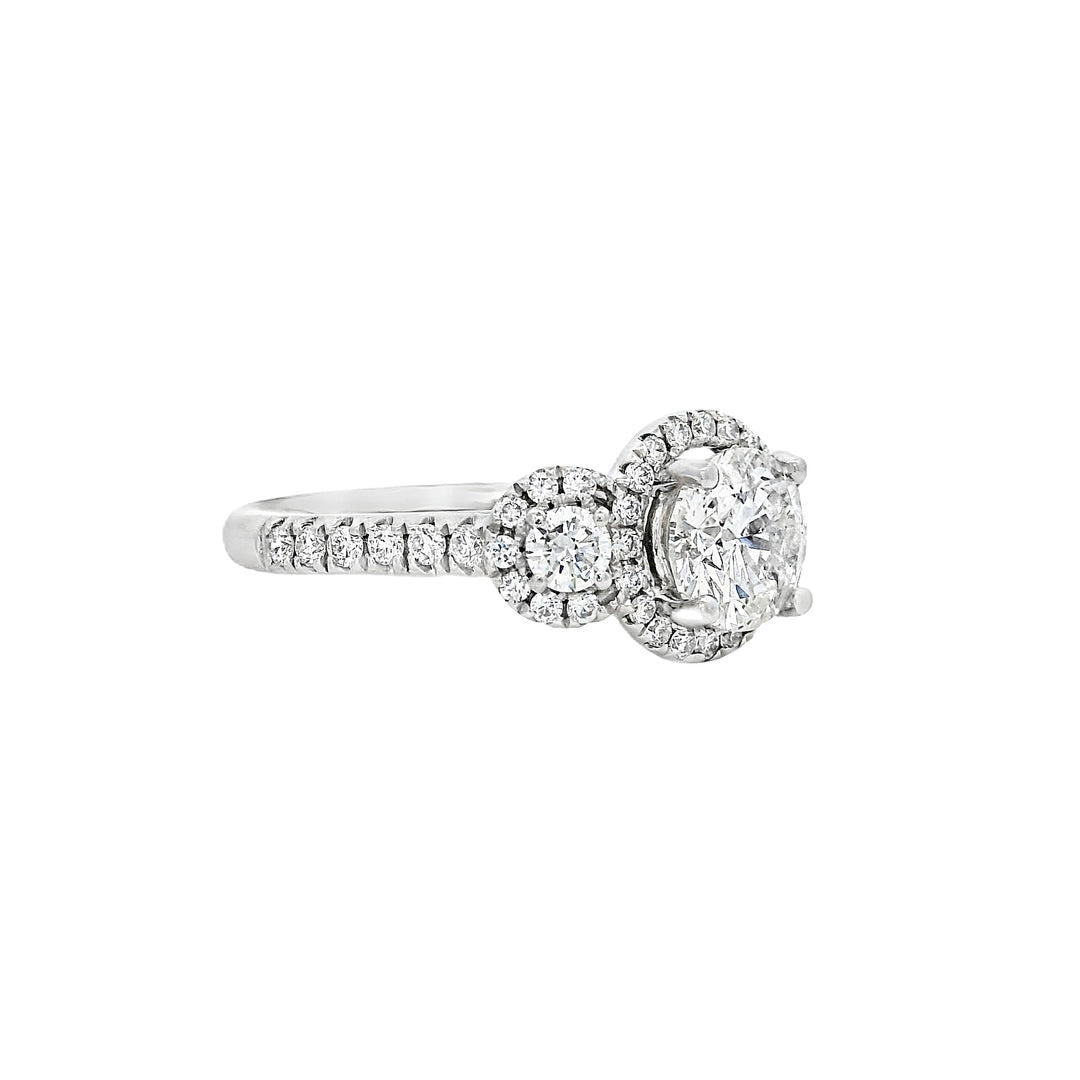 14K White Round Diamond 1.10Ct 3 Stone Engagement Ring